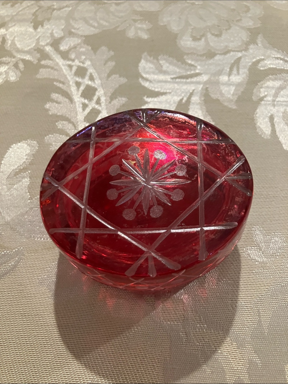 Anthropologie Etched Glass Trinket Box